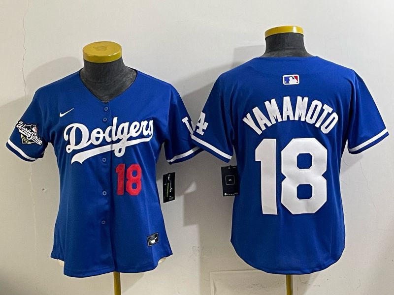 Women 2025 Los Angeles Dodgers #18 Yamamoto Blue Game Nike MLB Jersey style 0023
